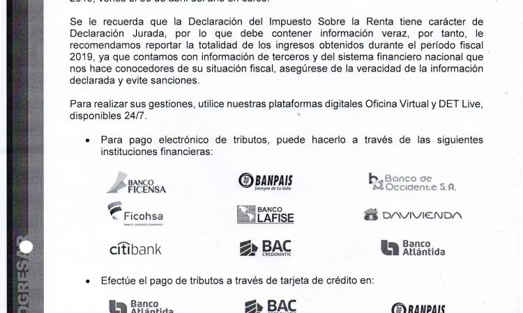 COMUNICADO del Servicio de Administración de Rentas (SAR)