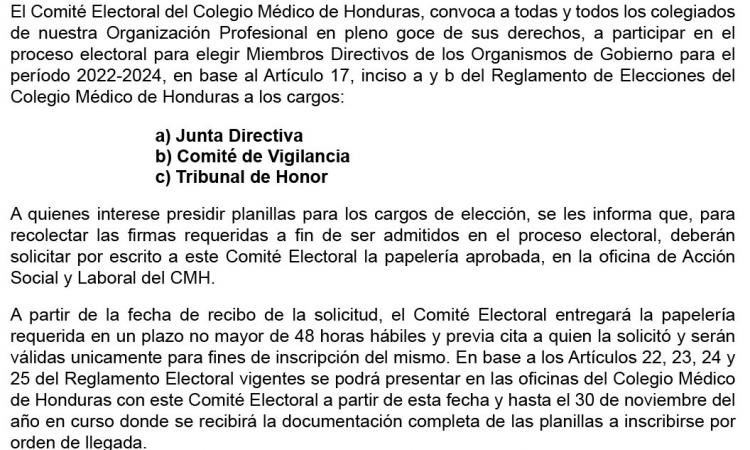 Convocatoria a Elecciones 